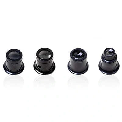 Afbeelding van Loep Lenzenvloeistof set van 4 verschillende sterktes Watchmakers Tool 5X, 10X, 15X, 20X vergroting juweliers horlogemaker oogloep vergrootglas (zwart)