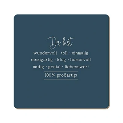 Afbeelding van Grafik Workshop grappige onderzetter van kurk Du bist wundervoll