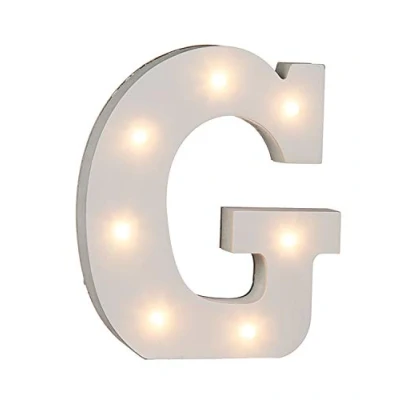 Afbeelding van Out of the Blue 57/6080 houten letter &quot;G&quot; verlicht met 7 LED lampen, werkt op batterijen, ca. 16 cm