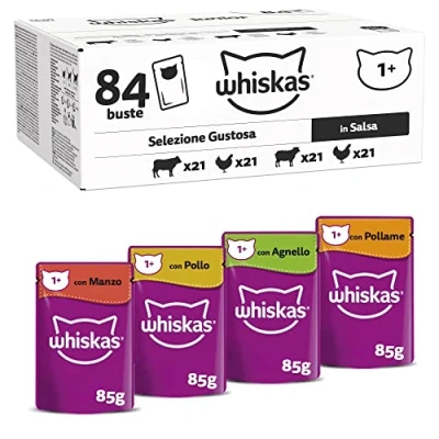 Afbeelding van Whiskas 1+ Natvoer Classic Selectie in saus maaltijdzakjes 84 x 85g