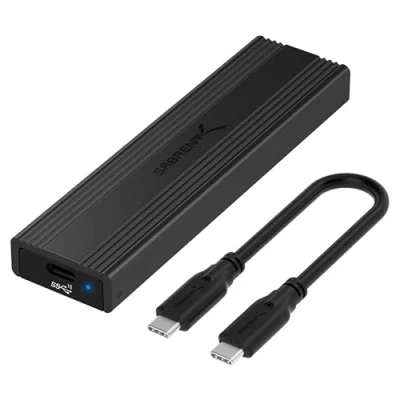 Afbeelding van SABRENT M.2 SSD behuizing, USB C 3.2 Gen 2 naar NVMe SSD, Aluminium Externe M2 Adapter, zonder gereedschap, met koelkussen, HIGH SPEED 10Gbps Docking Station voor M Key/M+B Key, ondersteunt UASP.