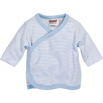 Afbeelding van Schnizler Uniseks baby vleugelhemd met lange mouwen, gestreept ondergoed voor kleine kinderen, blauw (wit/blauw 117), 50 cm