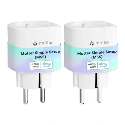 Afbeelding van Meross Matter Slimme Stopcontacten met Stroomverbruik, Wi Fi Elektriciteitsmeter voor Balkon Centrale, Werkt Apple HomeKit, Alexa en Google, 16A, FFS Ver. 2st