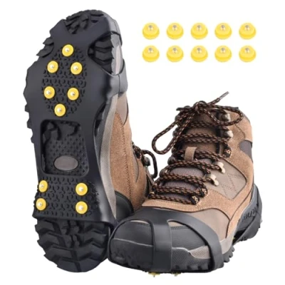 Afbeelding van TRIWONDER 1 Paar slipvaste stijgijzers voor tractie op sneeuw en ijs, met spikes, 10 tanden (zwart, XL)