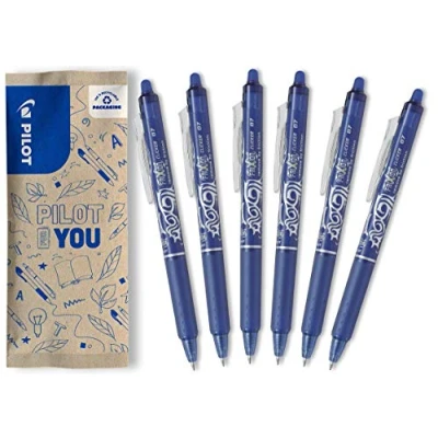 Afbeelding van PILOT FriXion Clicker, uitwisbare rollerbalpen, set van 6 (blauw)