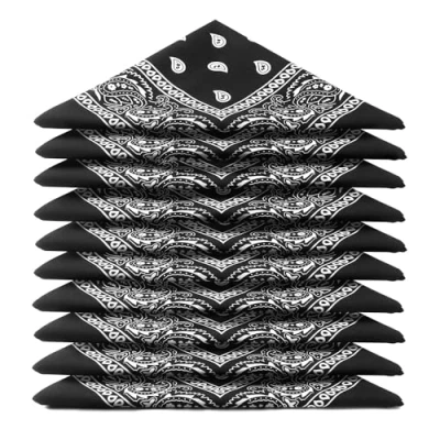Afbeelding van BANDANA Stuks Zwart Paisley Motief 100% Katoen Superieure Dikte 20 Exclusieve Kleuren