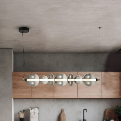 Afbeelding van Eko Light Hanglamp Daphne, grijs transparant glas, lengte 118 cm