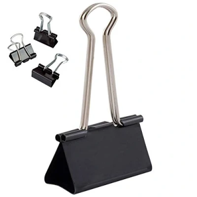 Afbeelding van D.RECT Metalen Foldback Clips Verpakking 12 Stuks, 51mm Zwart Multifunctionele Clips, Binder voor: Notities, Briefpapier Paperclips