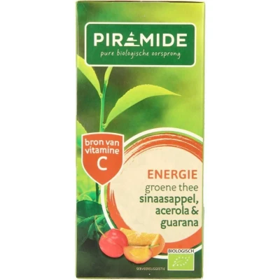 Afbeelding van Piramide Energie Groene Thee Sinaasappel, Acerola &amp; Guarana Bio 20 theezakjes