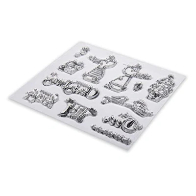 Afbeelding van Rayher 50253000 Clear Stamps Rendiervrienden, boog 102,5 x 97 mm, 12 motieven, heldere, transparante stempel, doorzichtig, siliconen stempel,naturel
