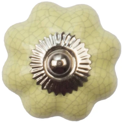 Afbeelding van Good in Style Meubelknop 40mm geel bloem gekrakeleerd