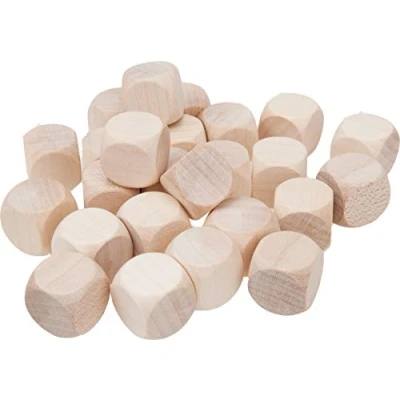 Afbeelding van GICO 25 x blanco dobbelstenen, houten gebedsdobbelstenen, knutselkubus (20 mm), 5966