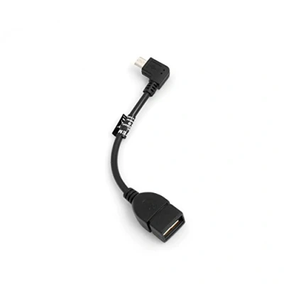 Afbeelding van System S USB A bus hostkabel naar Micro (mannelijk) 90 graden linkshoekige haakse stekker adapter OTG On The Go host korte kabel 13,5 cm