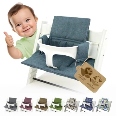 Afbeelding van Bambiniwelt Zitkussen, overtrek, vervangingskussen, compatibel met Stokke Tripp Trapp hoge stoel (org.olive)