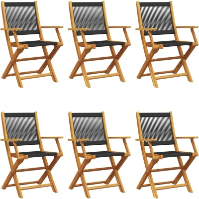 Afbeelding van vidaXL Tuinstoelen 6 st inklapbaar massief acaciahout zwart