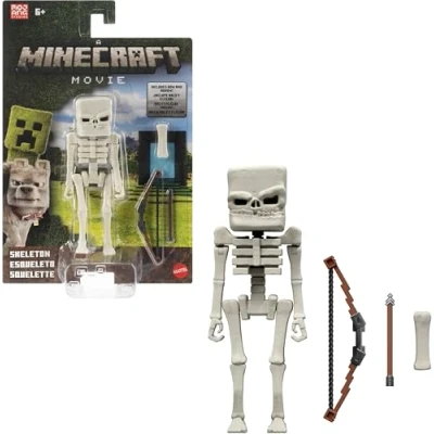 Afbeelding van Mattel Minecraft Set Actiefiguur en Accessoires, Beweegbaar Verzamelfiguur van 10 cm een Skelet Geïnspireerd op A Movie, JFR60