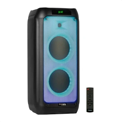 Afbeelding van Ibiza WAVE8 600W/2x8&quot; Luidsprekersysteem met Bluetooth, USB en microSD WAVE LED Effecten TWS draadloze verbinding Zwart