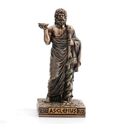 Afbeelding van Veronese Design Asclepius Griekse god van de geneeskunde hars handgeschilderde miniatuur beeldje