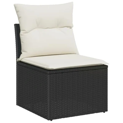 Afbeelding van vidaXL 3 delige Tuin Sofa Set met Kussens Zwart Poly Rattan