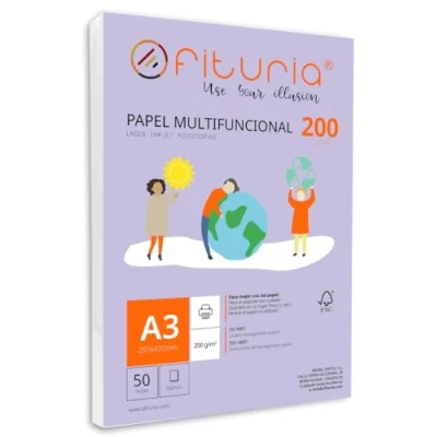 Afbeelding van Set van 50 witte A3 vellen, 200 g printerpapier, multifunctioneel kopieerpapier voor school en kantoor. Ideaal laserprinters, inkjetprinters of kopieerapparaten Ofituria