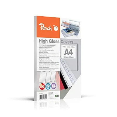 Afbeelding van Peach PB100 01 achterwanden afdekbladen A4, 250 g/m², hoogglanzend, wit