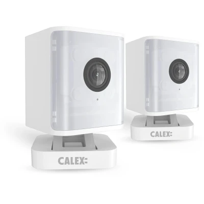 Afbeelding van Calex Smart Security Indoor Camera Beveiligingscamera met bewegingsdetectie &amp; Spotlight 2K (full HD) Wit Duopack