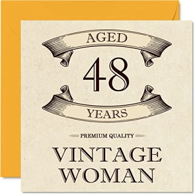 Afbeelding van Vintage 48e verjaardagskaarten voor vrouwen leeftijd 48 jaar leuke verjaardagskaart mama zus vrouw vriendin vriend neef tante 145 mm x dames wenskaarten,