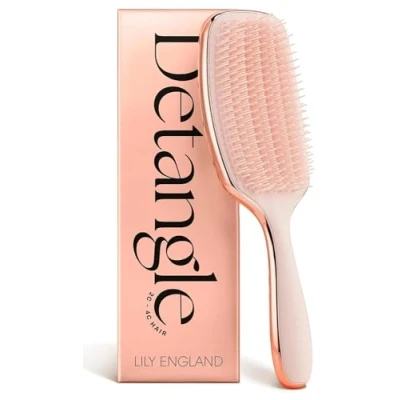 Afbeelding van Lily England krulborstel voor ontwarren en stylen, pijnvrije nat droog haar met flexibele borstelharen, ideale haarborstel krullend haar, vrouwen, 3c tot 4c roségoud