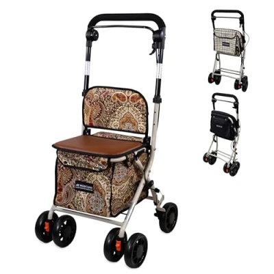Afbeelding van Mobiclinic Coliseo Boodschappentrolley Rollator 4 wielen Inklapbaar Met rem Gepolsterde zitting