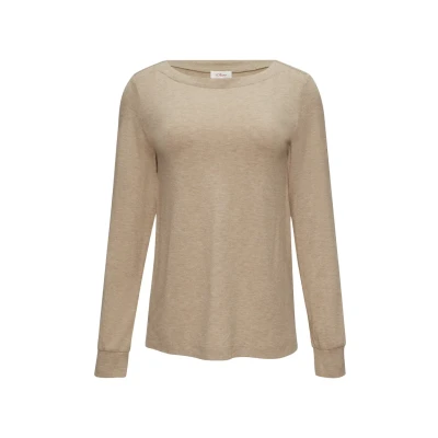 Afbeelding van s.Oliver MIT Ubootausschnitt Longsleeve, Dames, Maat: 42, Hellbraun