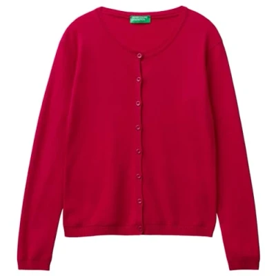 Afbeelding van Benetton dames Fijngebreid vest met ronde hals in de kleur Koraalroze, maat: XL