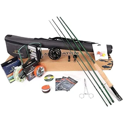 Afbeelding van MAXIMUMCATCH vliegvissen Premier hengel en Avid haspelcombinaties met accessoires voor 8/9ft, 3/5/6/7/8WT (3wt 8’4’’ 4st hengel, 3/4 haspel)
