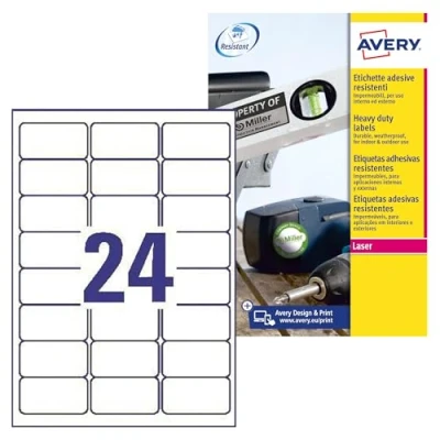 Afbeelding van Avery Zweckform L4773 8 Etiketten 63.5 x 33.9 mm Polyester folie Wit 192 stuk(s) Permanent Universele etiketten, Weerbe