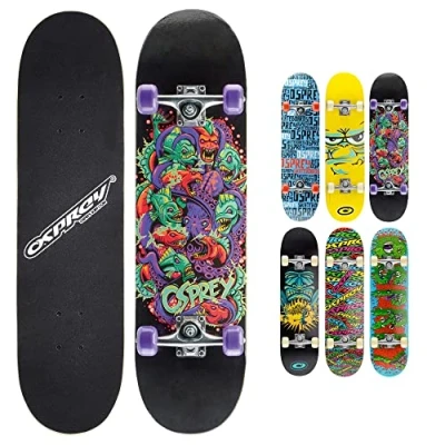 Afbeelding van Osprey Piranha 31&quot; Double Kick Skateboard ABEC 5 Beginners of Trick board!