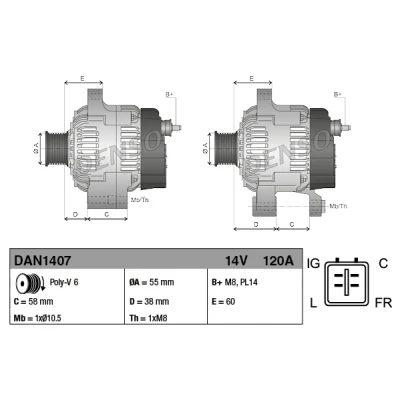 Afbeelding van Denso Alternator/Dynamo DAN1407