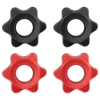 Afbeelding van TRKETK 4 stuks halterstang, zeshoekige moeren, halterclips, zeskantige halterschroefuiteinden, antislip halterstangen, spin lock kraag, halter, zeskantmoer, schroefklemmen voor dumbell,