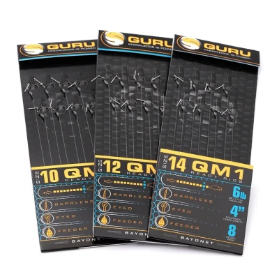 Afbeelding van Guru 4’’ QM1 Feeder Bayonet Barbless Eyed (8 pcs) Maat : Haak 12 0.19mm