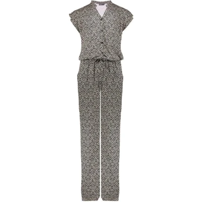 Afbeelding van Geisha zomer jumpsuit meisjes AOP zwart / off wit