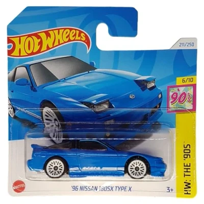 Afbeelding van Hot Wheels 96 Nissan 180SX Type X HW: The 90&#039;s 6/10 (211/250) HTB08 Blauw 2024 + Bescherming Korte Card Frikimonkey