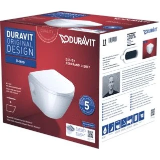 Afbeelding van Duravit D Neo wandtoilet met zitting 37x48x40cm Wit Hoogglans