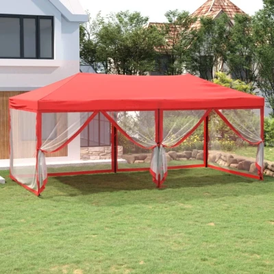 Afbeelding van Partytent inklapbaar met zijwanden 3x6 m rood