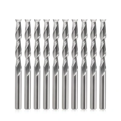 Afbeelding van EU_HOZLY 3,175 x 22 mm Twee fluiten VHM Micro End Frees CNC Hout Graveergereedschap Spiraal Router Bits Pack van 10