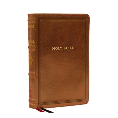 Afbeelding van NKJV Large Print Reference Bible, Brown Leathersoft, Red Letter, Comfort (Sovereign Collection): Holy New King James Version