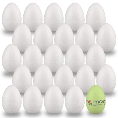 Afbeelding van MCE Commerce A336025 piepschuim eieren 6 cm, 25 stuks, om te knutselen en decoreren met Pasen, piepschuim, wit