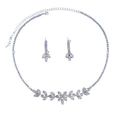 Afbeelding van Trouwen ketting set oorbellen Verona zirkonia zilverkleur Charme Bijoux