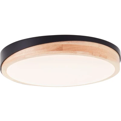 Afbeelding van Brilliant G80845/76 Baarlo LED plafondlamp vast ingebouwd 24 W Zwart (mat), Hout