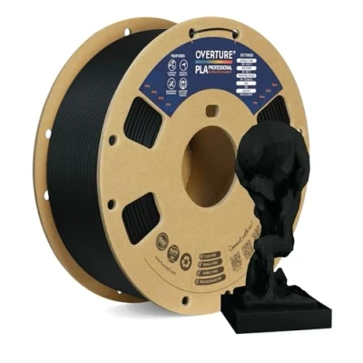 Afbeelding van OVERTURE PLA Plus (PLA+) filament voor 3D printers, 1,75 mm, professionele sterkte, Pro 1 kg, nauwkeurigheid afmetingen +/ 0,03 mm (zwart)