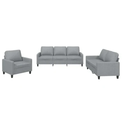 Afbeelding van vidaXL 3 delige Loungeset met kussens stof lichtgrijs