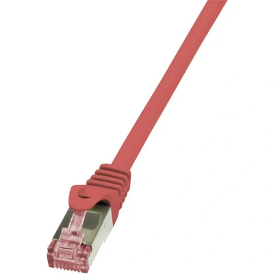 Afbeelding van LogiLink CQ2034S RJ45 Netwerkkabel, patchkabel CAT 6 S/FTP 1.00 m Rood Vlambestendig, Snagless 1 stuk(s)