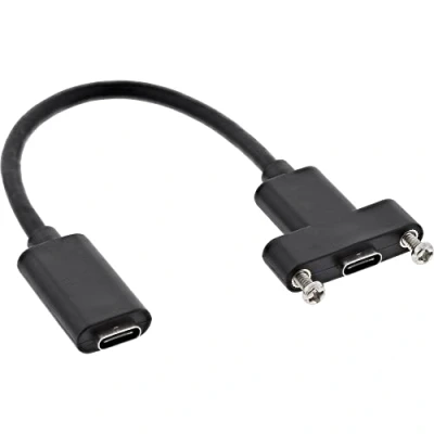 Afbeelding van USB C (v) naar inbouw adapter USB3.2 (tot 10 Gbit/s) PD tot 20V/5A / zwart 0,20 meter